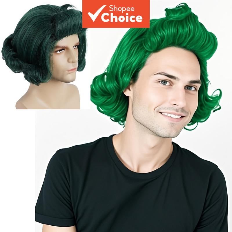 Peruca De Cabelo Encaracolado Volumoso Verde Mascu