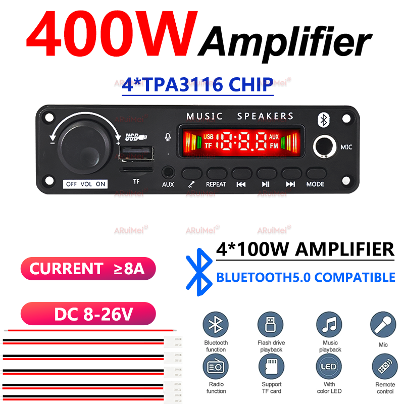 Placa amplificadora profissional 400W 4 canais Blu