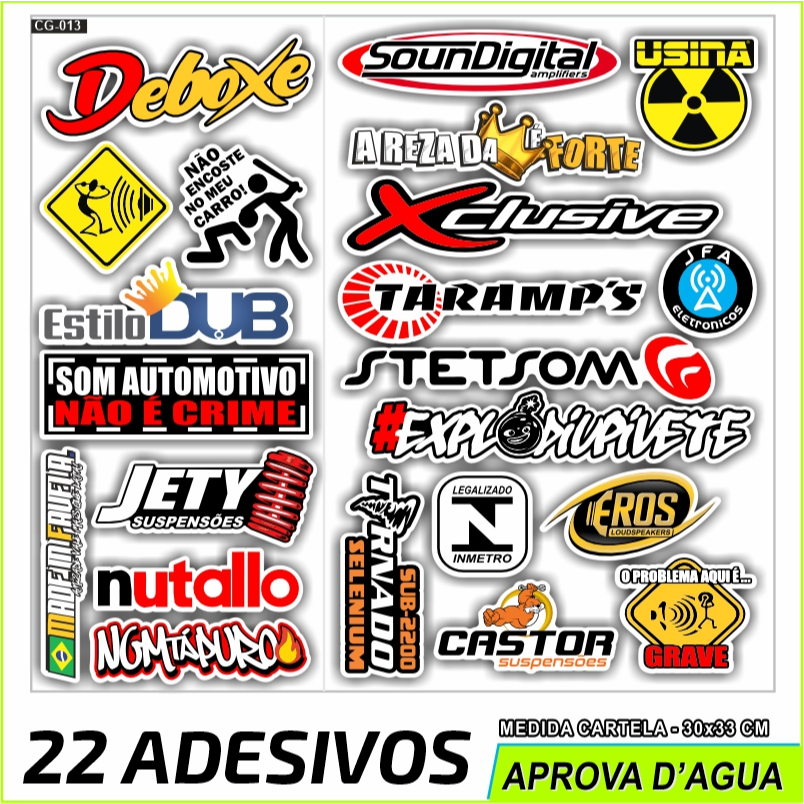 44 a 22 Adesivos para Carro Som automotivo e Rebai
