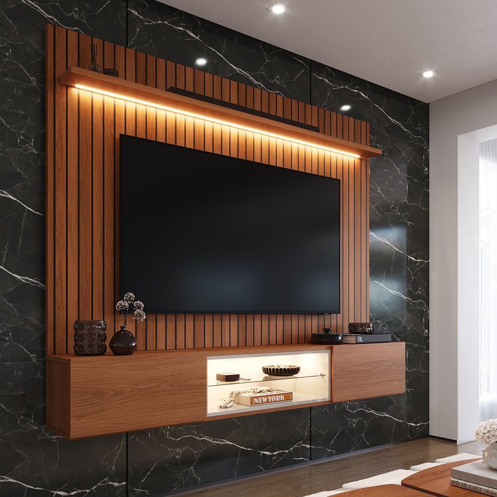 Painel com Rack Milano para TV até 70 com LED, Ni