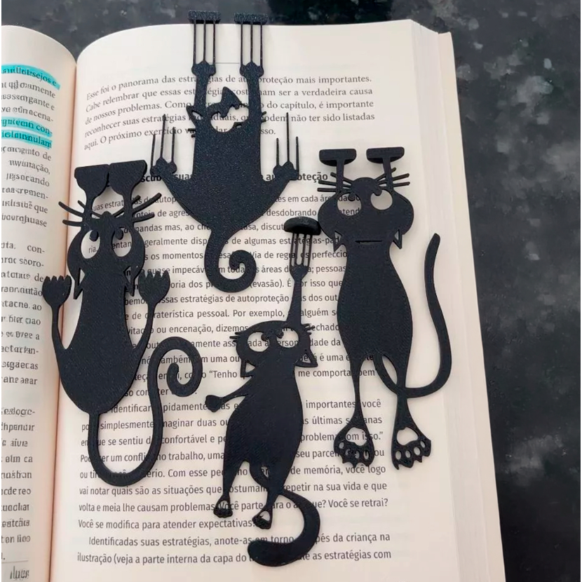 Kit 4 Marcadores de Página Gatos Criativos | Marc