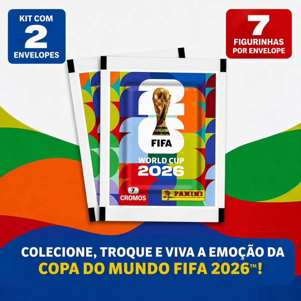 Kit 2 Envelopes 14 Figurinhas Copa do Mundo Fechad