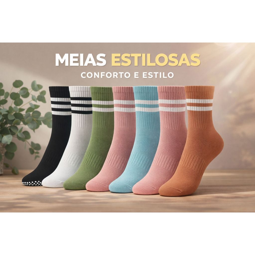 Kit 3 Pares de Meia Antiderrapante Pilates Yoga Na