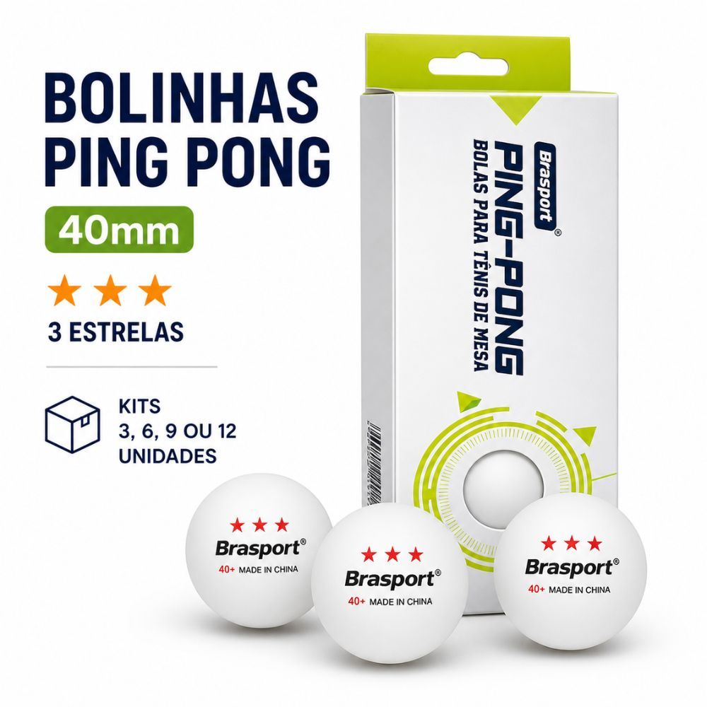 Bolinha Ping Pong 40mm 3 Estrelas Brasport 3 6 9 1