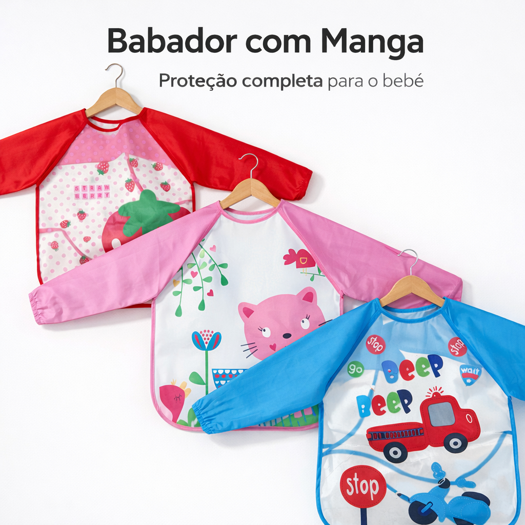 Babador Avental Impermeável Bebê Manga Longa Ali
