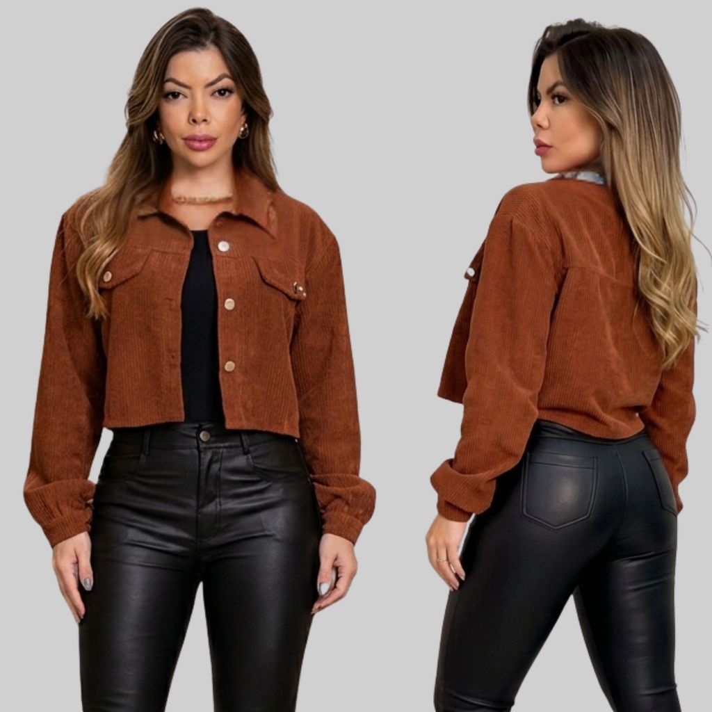 Jaqueta  Cotelê Elegante Femenino Moda tendencia 