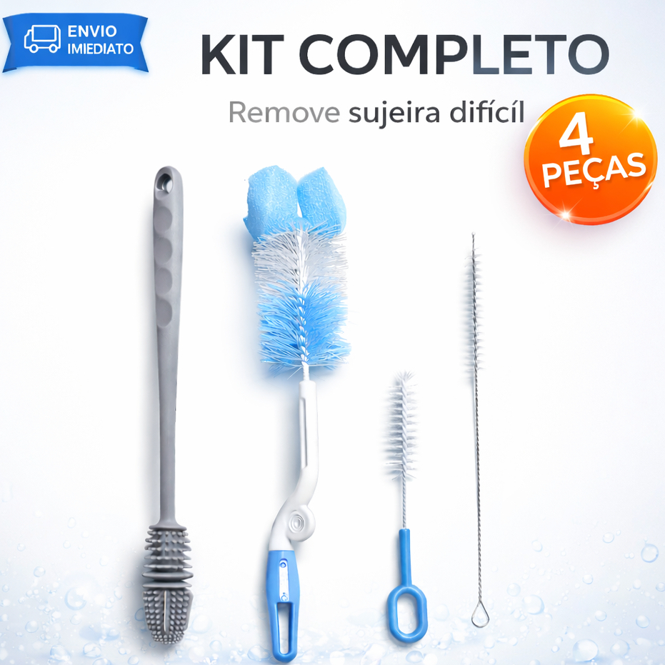 Kit 4 Escovas Para Lavar Louça Garrafa Copo Mamad