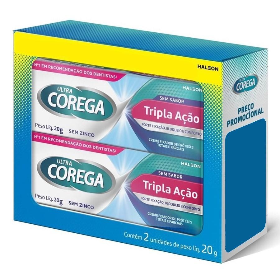 Kit Creme Fixador De Próteses Ultra Corega Tripla