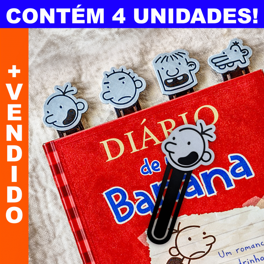 Kit 4 Marcador de Páginas Diário de Um Banana Ma