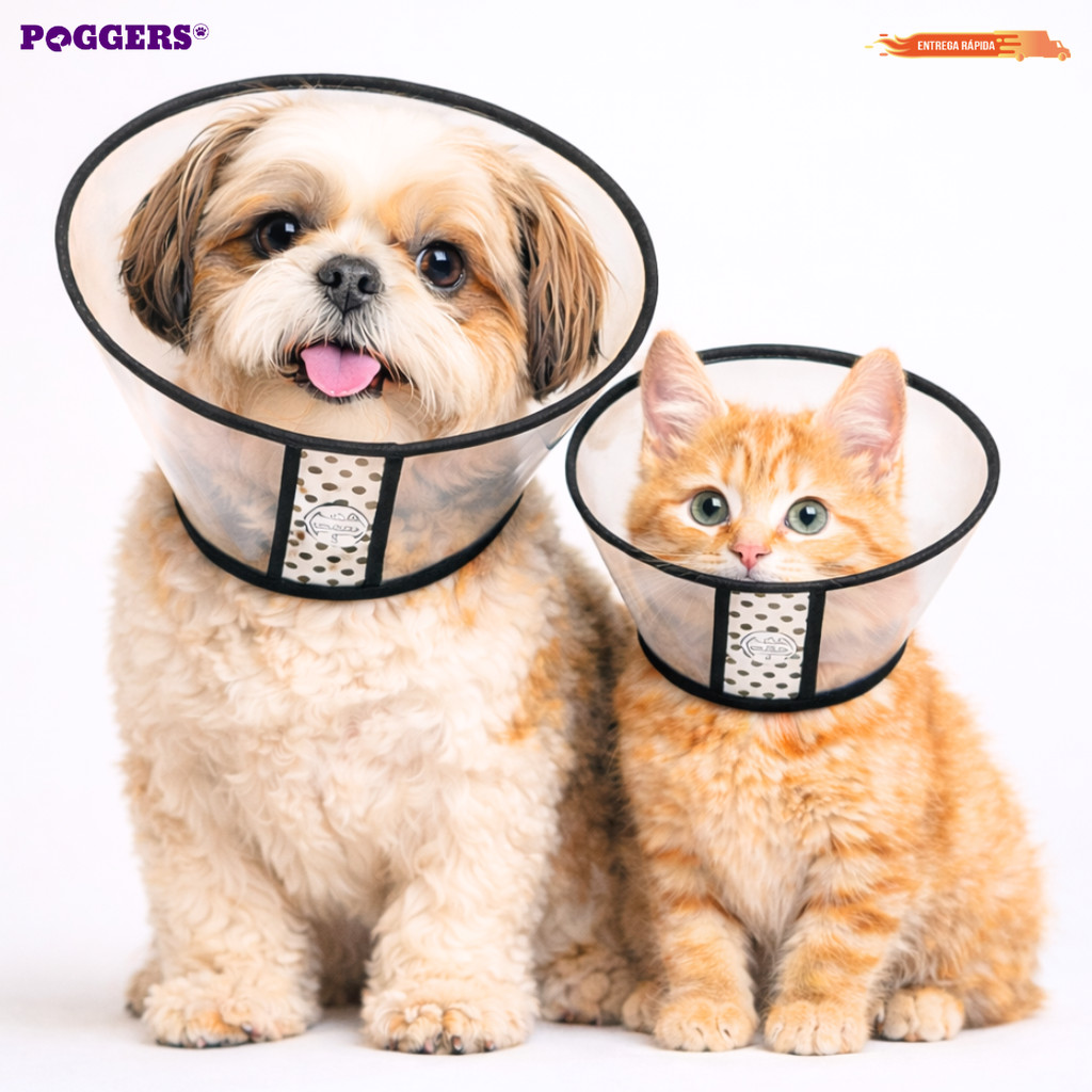 Colar Elizabetano Cone Pós Cirúrgico Cães e Gat