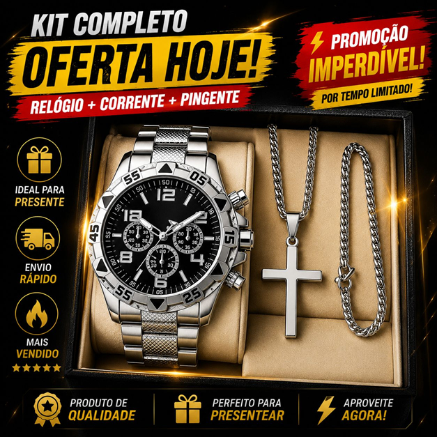 Relógio Masculino Aço Inox Resistente com Corren