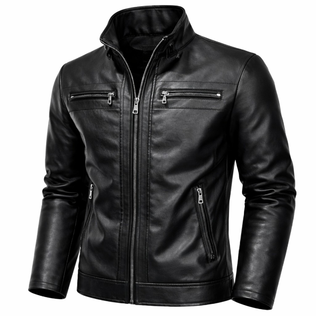 Jaqueta de Couro Masculina Slim Resistente Forrada