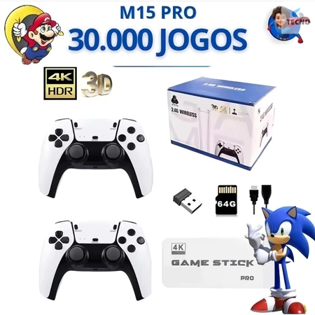 2025 NOVO Vídeo Game Stick M15 Pro 4k 64gb Hdmi C