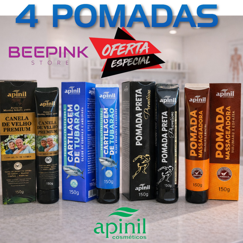 Kit 4 Pomadas preta+tubarão+maluteiro+canela de v