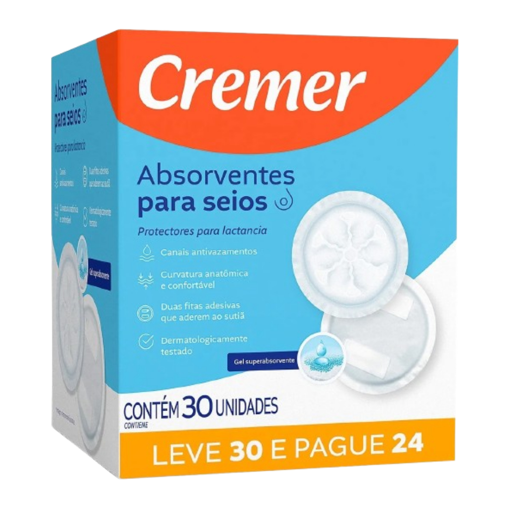 Absorvente Para Seios Cremer Toque Suave Leve 30 P