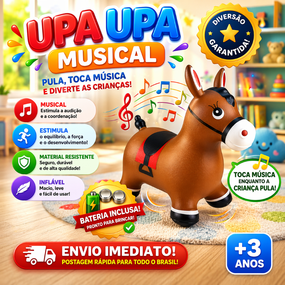 Cavalinho Upa Upa Inflável Emborrachada com Som M
