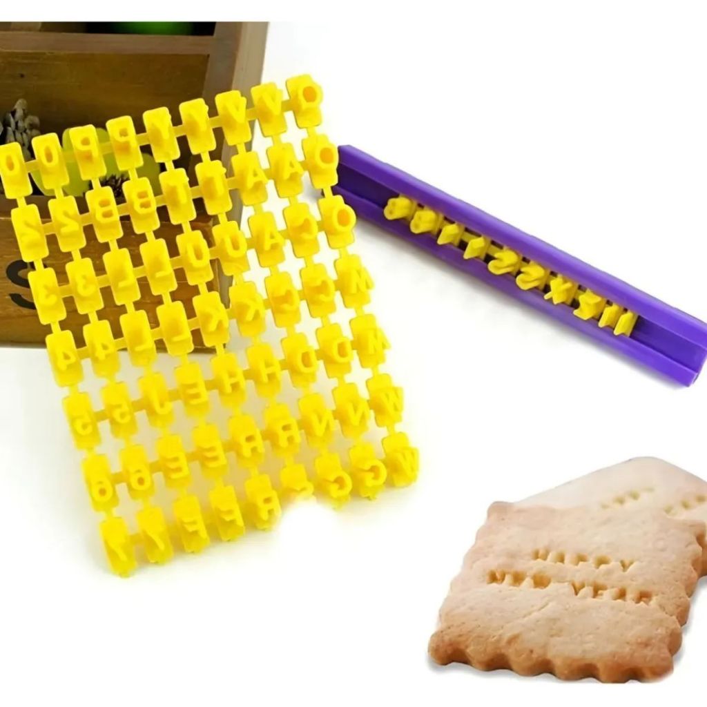 Carimbo Mini Marcador Numero Letra Biscoito Pasta 