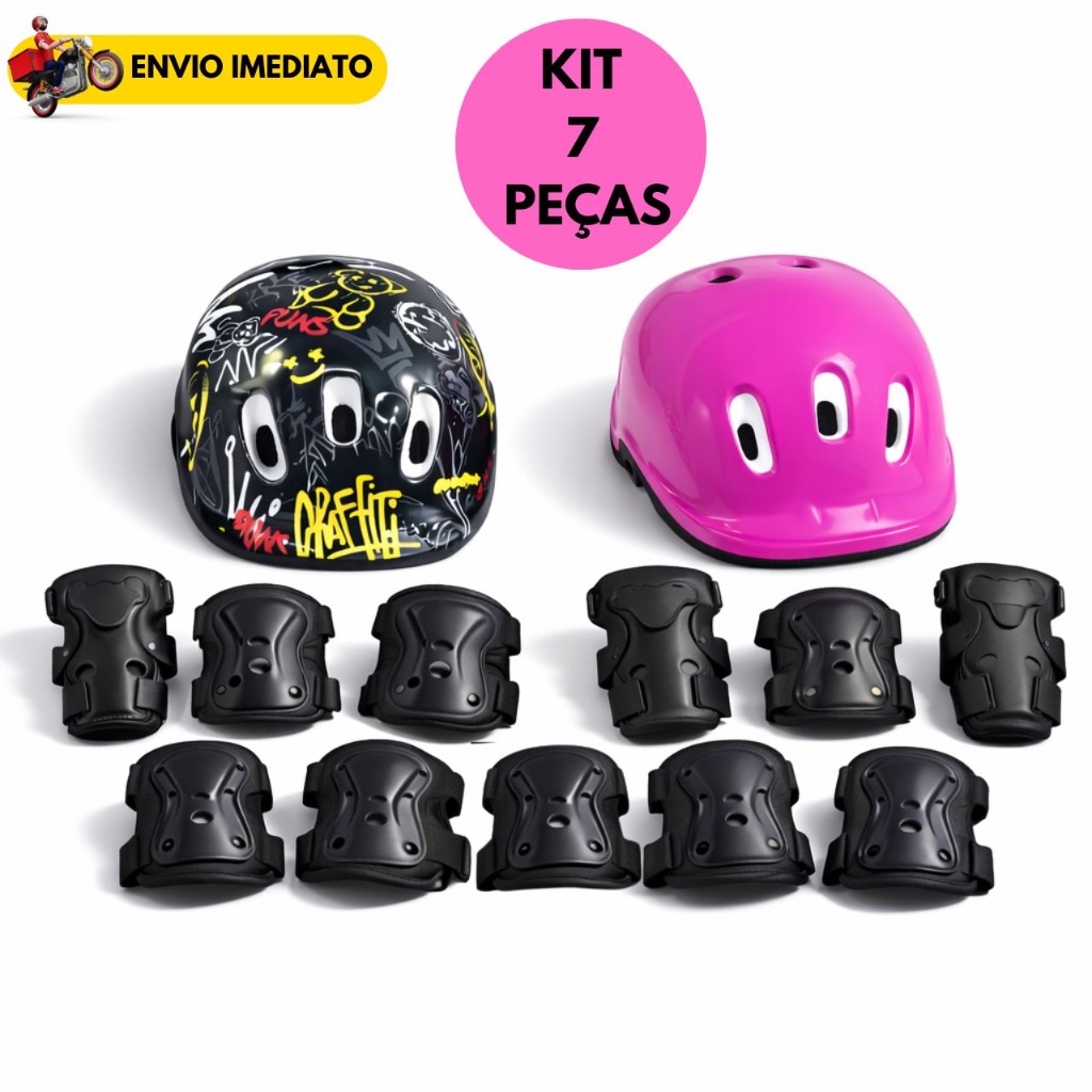 Kit Proteção Infantil 7 peças Capacete Joelheir