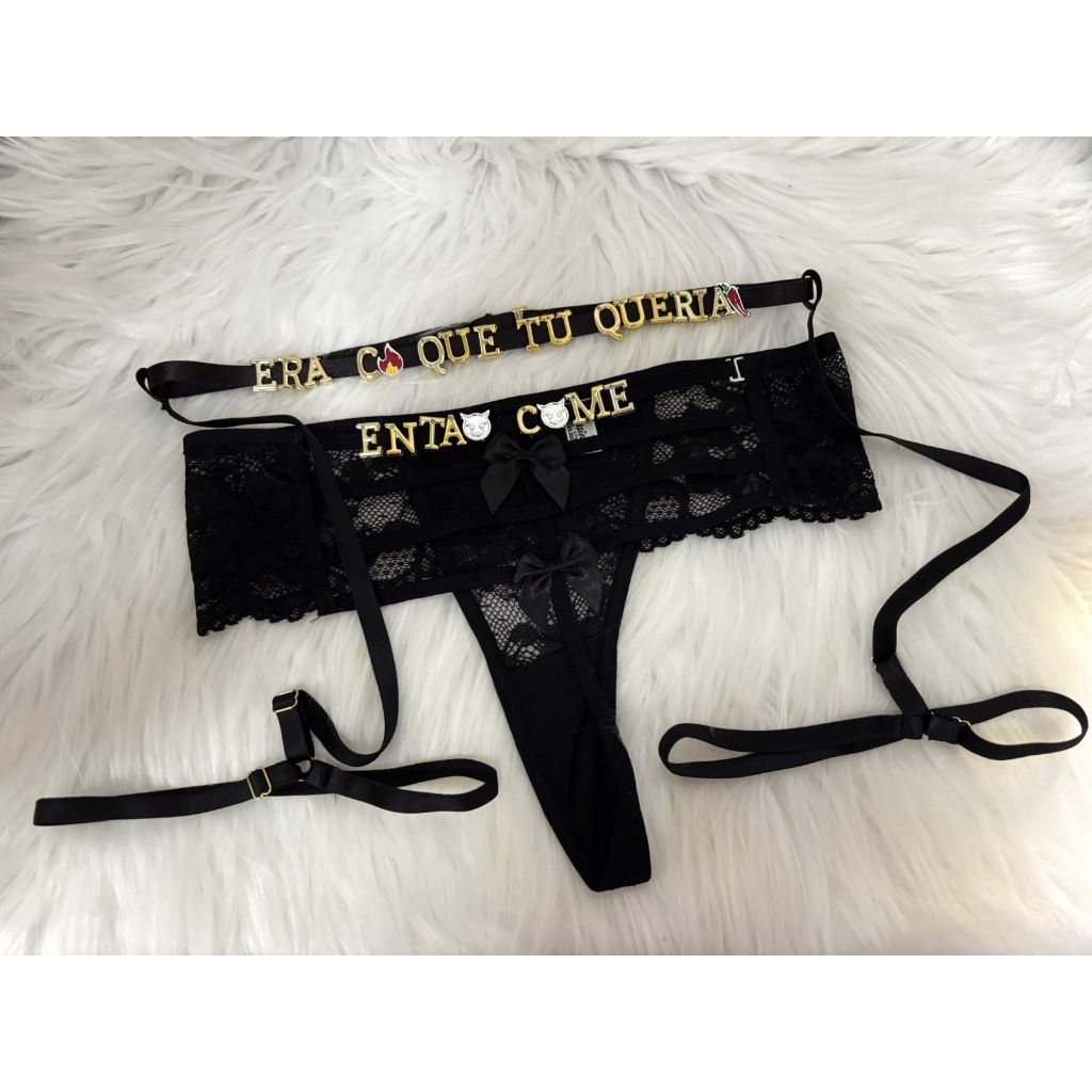 kit tanga de renda ATENA sensual e CINTA LIGA Pers