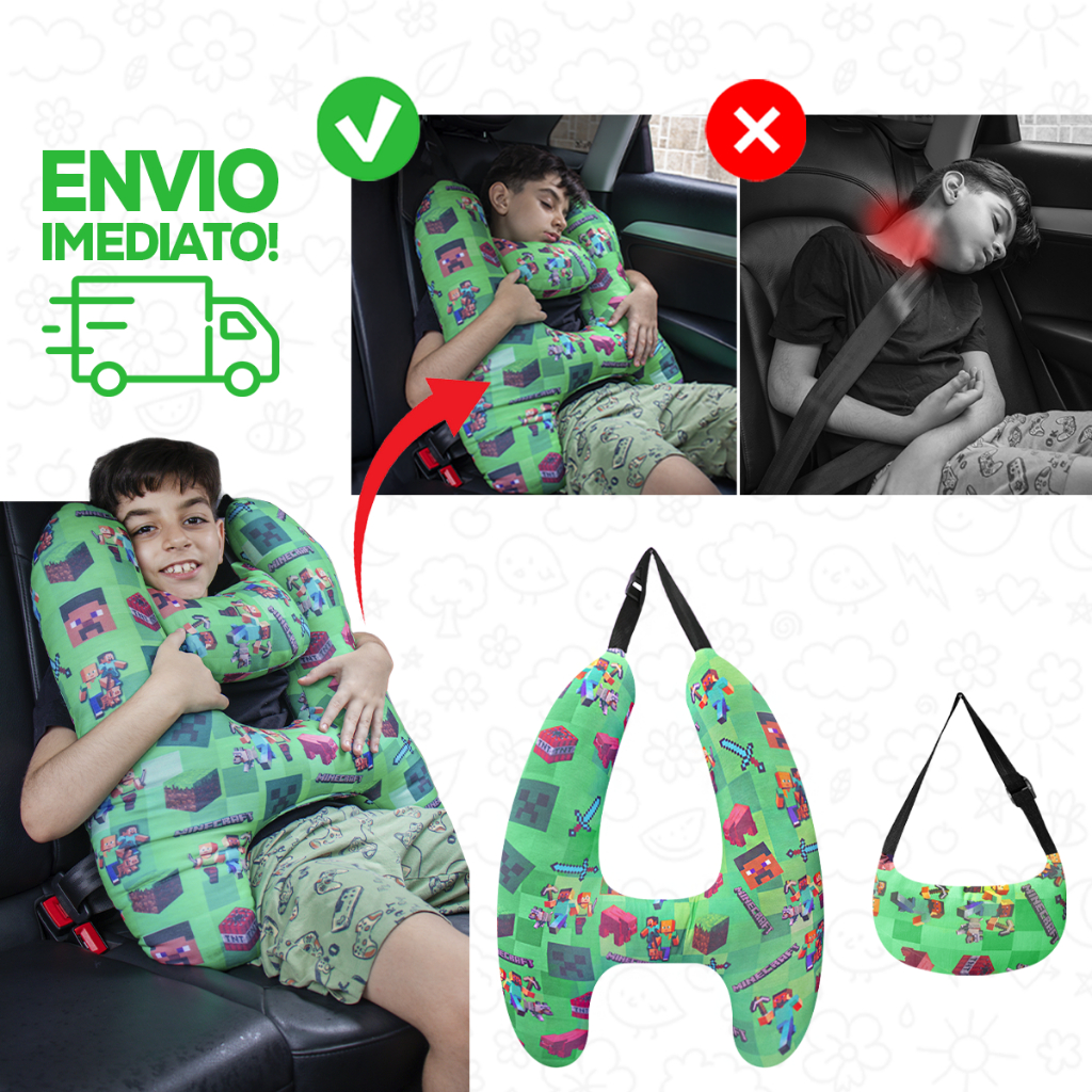 Almofada Carro para Viagens Formato H com Travesse