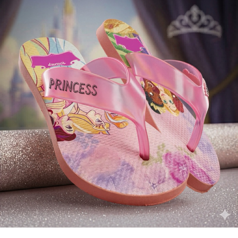 Chinelo Infantil Menina Princesas Correia  Grossa 