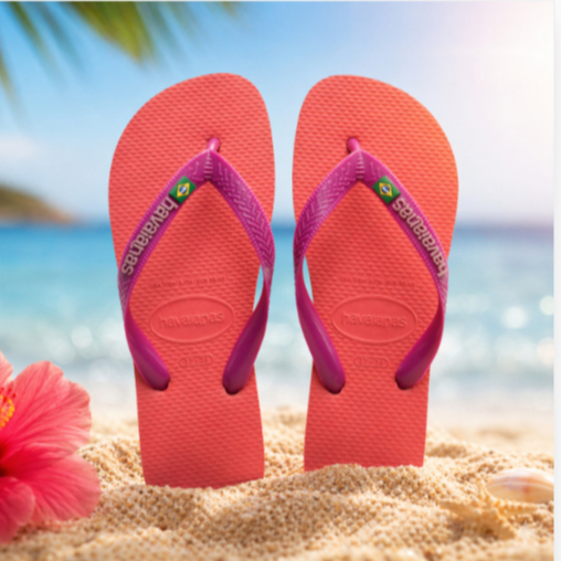 Chinelo Havaianas Brasil Infantil Coral Rosa Super