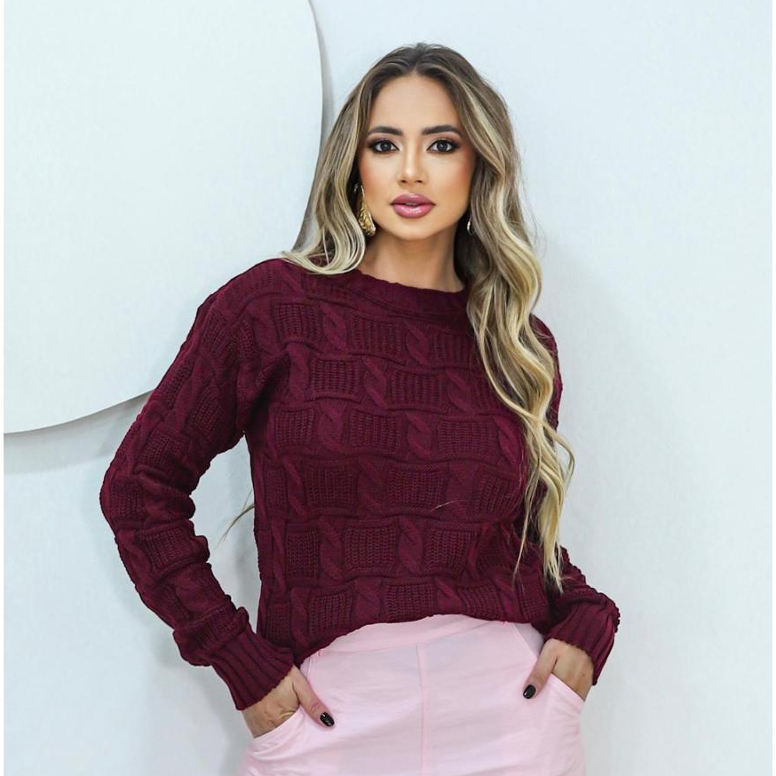Blusa De Frio Tricot Feminina Elegante Lançamento