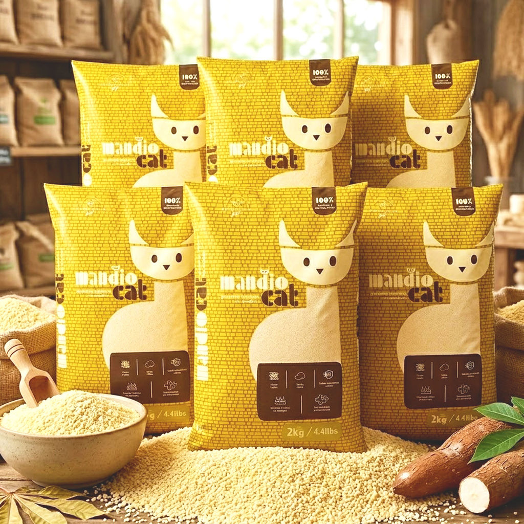 Kit 6 Areia Gato Mandiocat Higienica 12kg Natural 