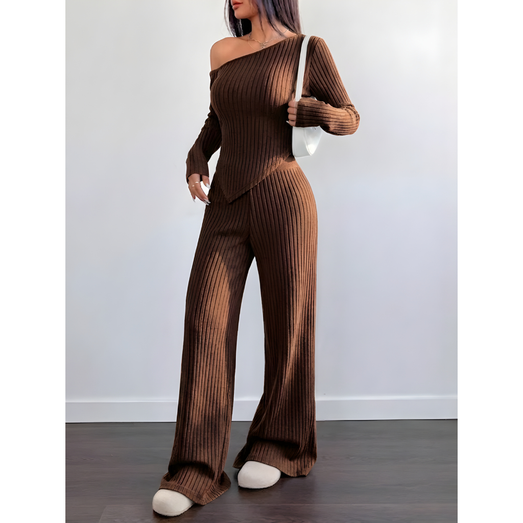 Conjunto Mila Feminino Blusa Assimétrica Manga Co
