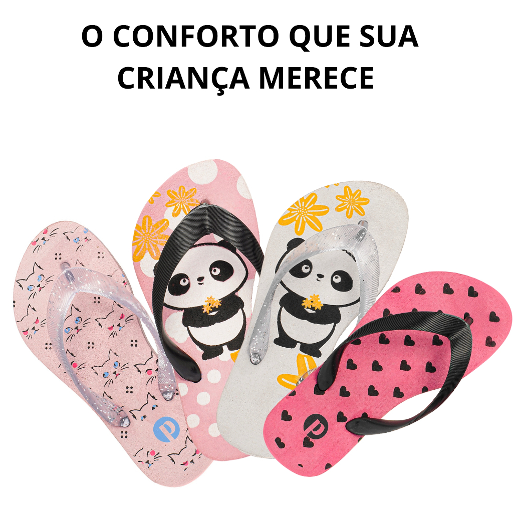 Chinelo Infantil Feminino Passeio Estampado Confor