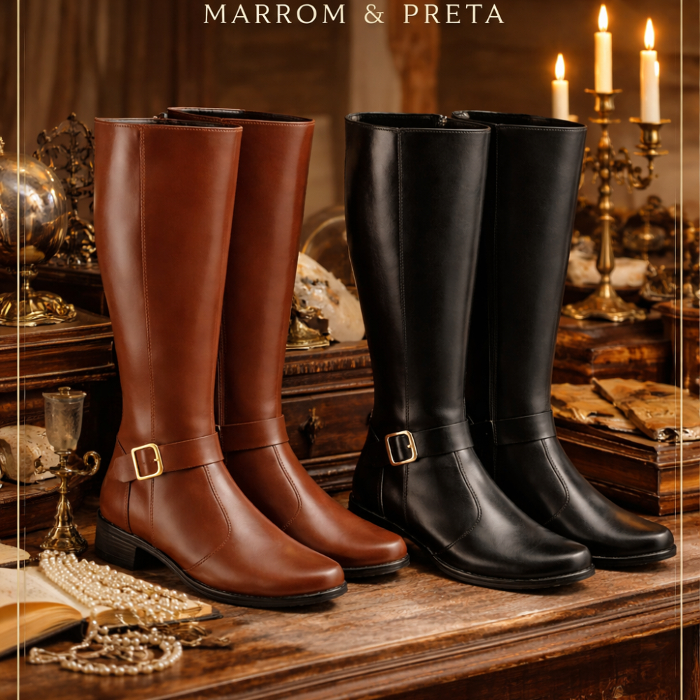 Kit 2 Botas Montaria Feminina Cano Longo Salto Gro