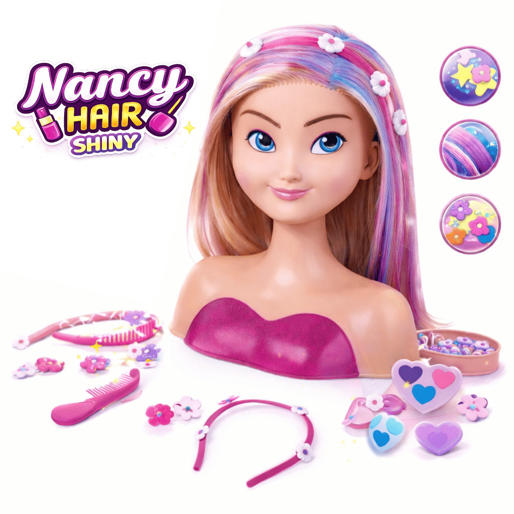 Boneca Busto Infantil Menina Nancy Hair Cebelo Maq