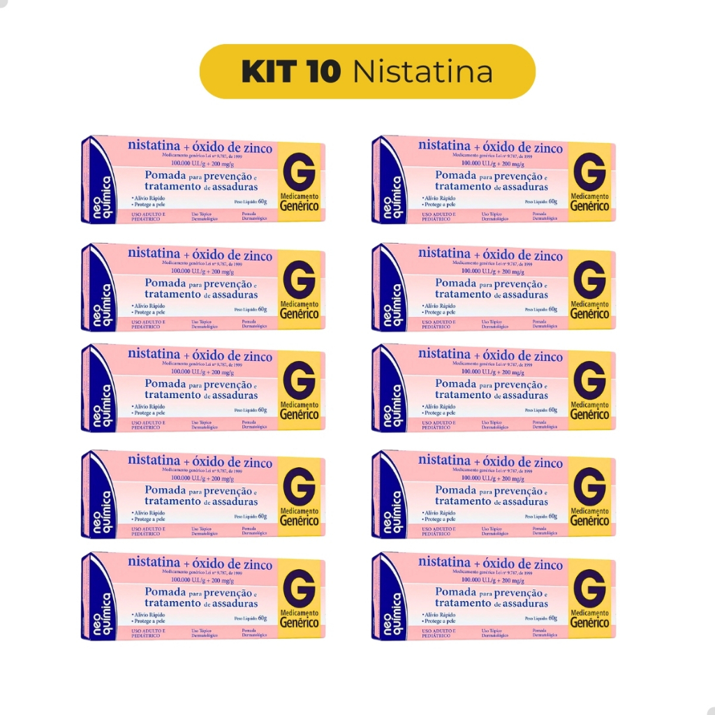 Kit 10 Nistatina + Ox de Zinco – 60g Assadur