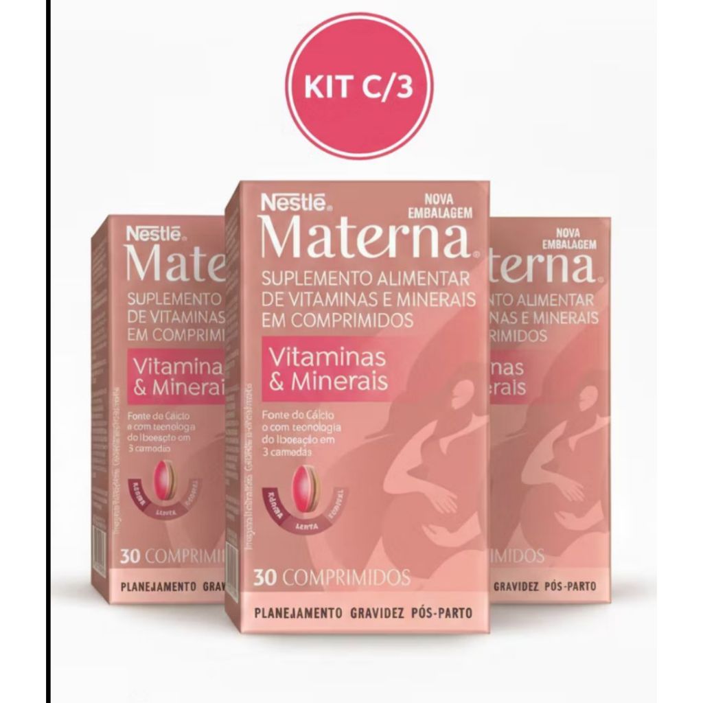 Kit 3un. Nestlé Materna Vitamina e Minerais para 