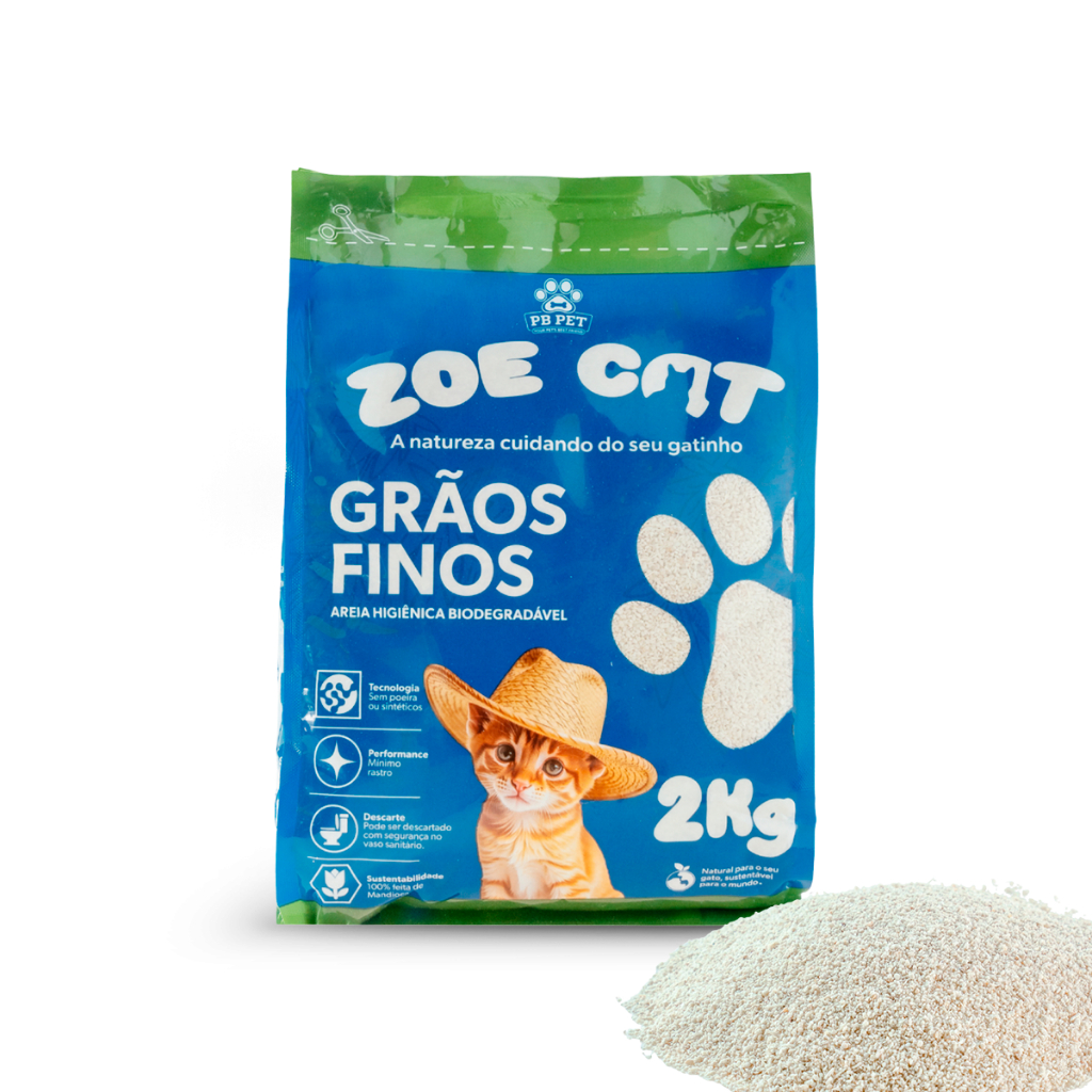 Areia Zoecat 2kg Biodegradável 100% Mandioca Para