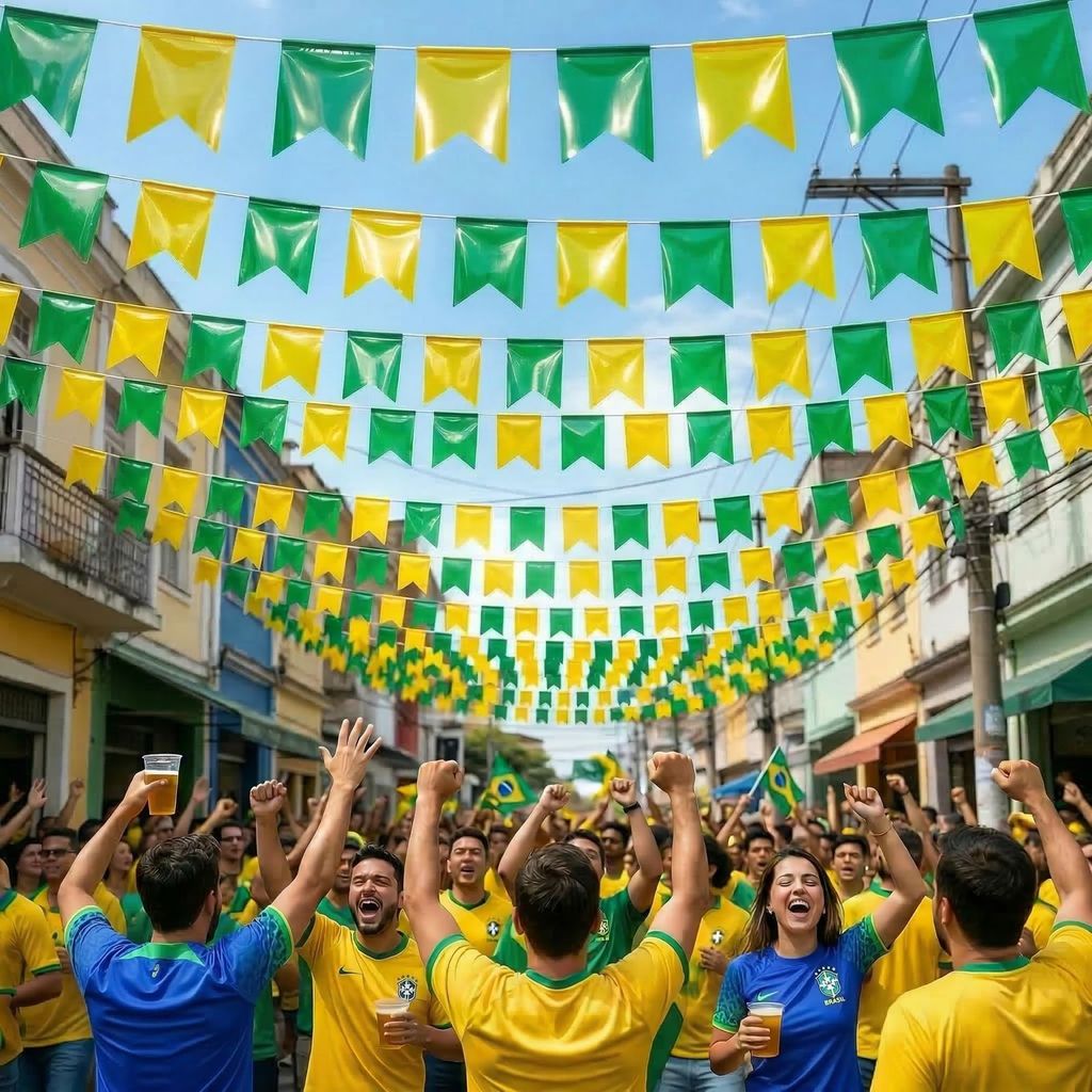 100m Bandeirinha Copa Mundo Verde E Amarela Brasil