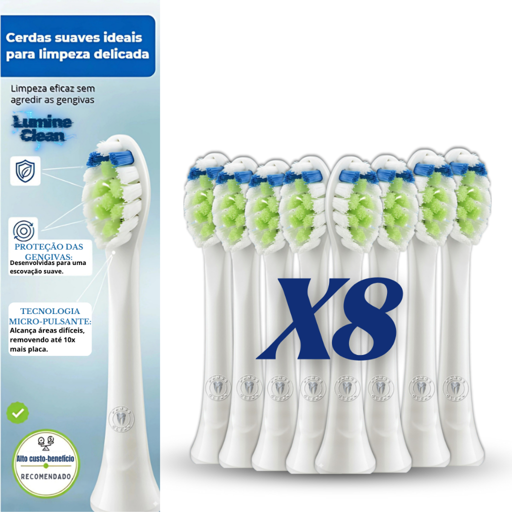 Kit 8 Refis para Escova Elétrica Compatível Phil