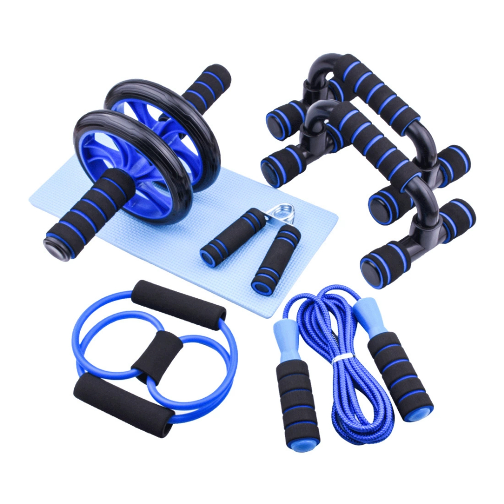 Kit Fitness 6/7/8 em 1 Roda Abdominal Flexão Cord