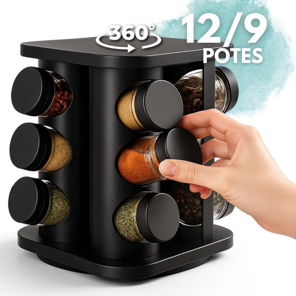 Porta Temperos Giratório 12 9 6 Potes Vidro Profi