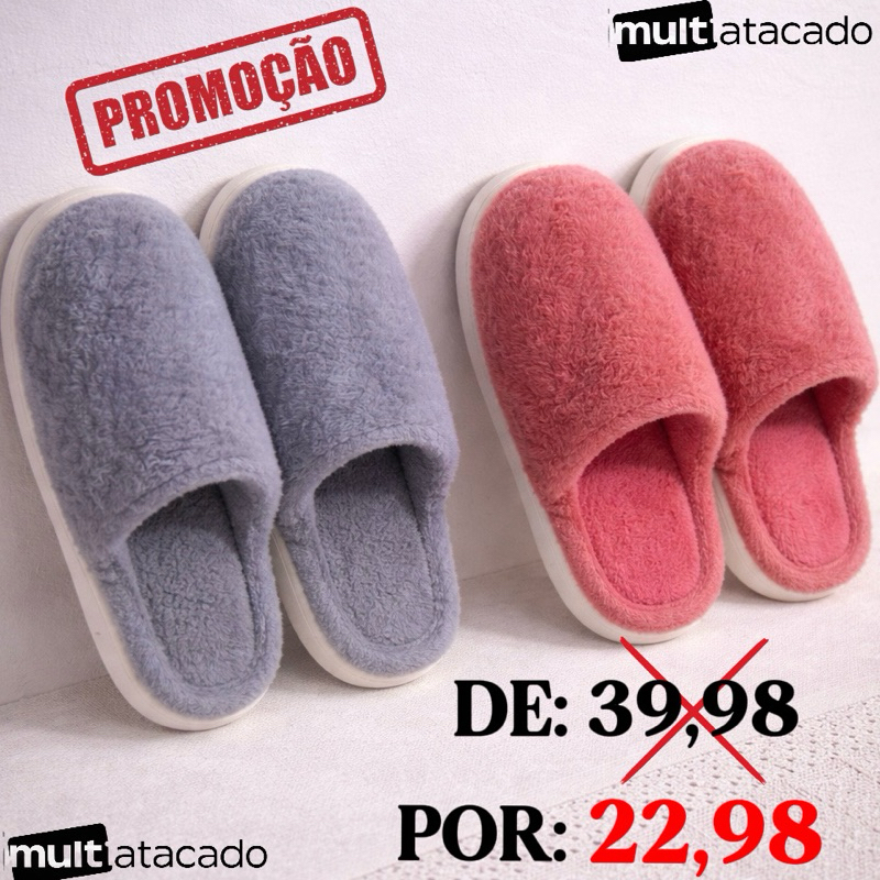 Chinelo Pantufa Tecido De Inverno Quente Antiderra