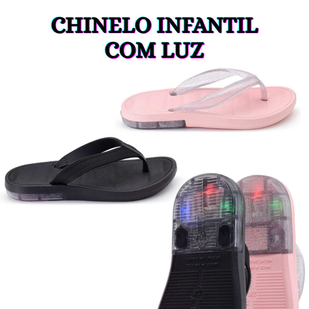 Chinelo Infantil com Luzinha Led Sandália de Dedo