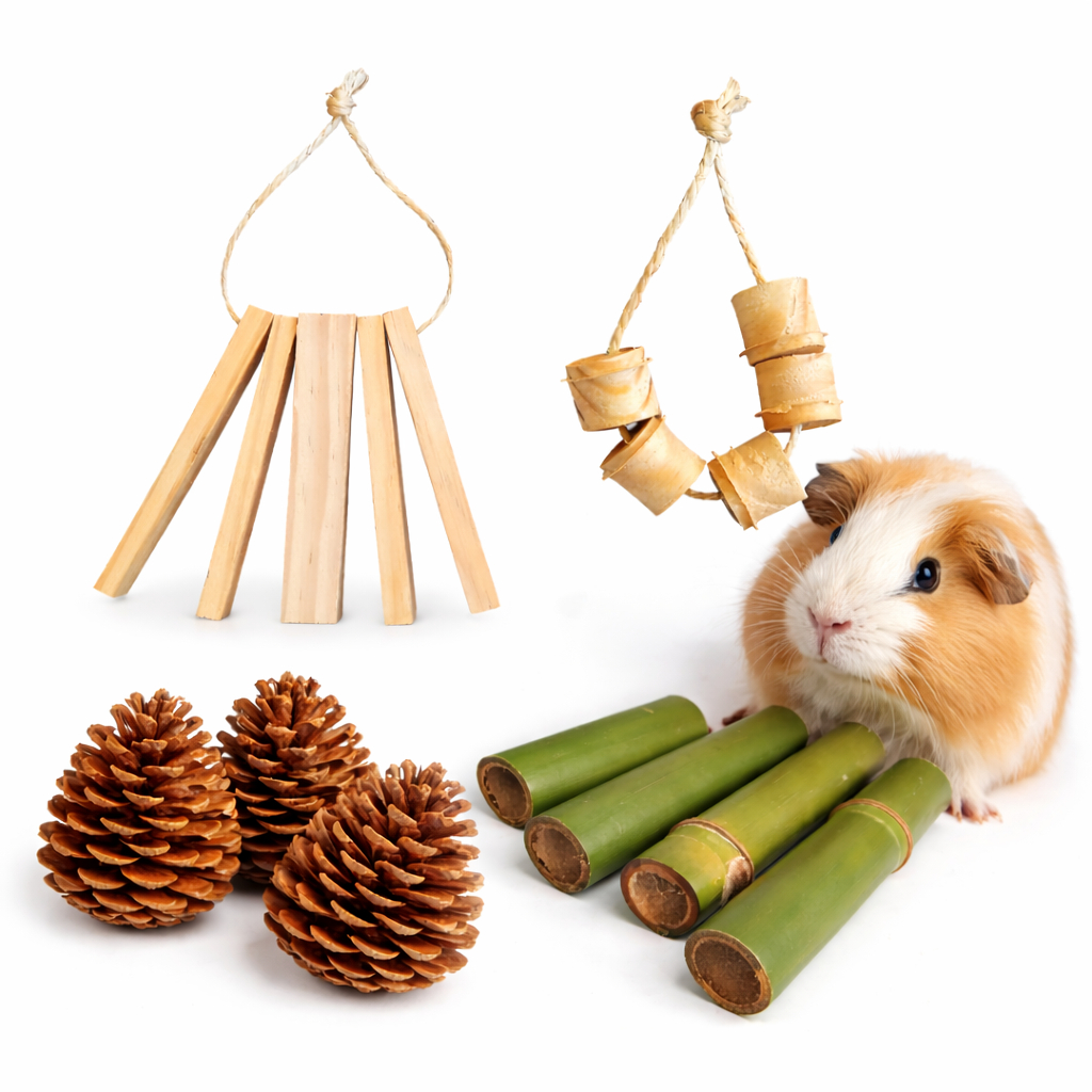 Kit Brinquedos Naturais para Roedores Hamster Porq