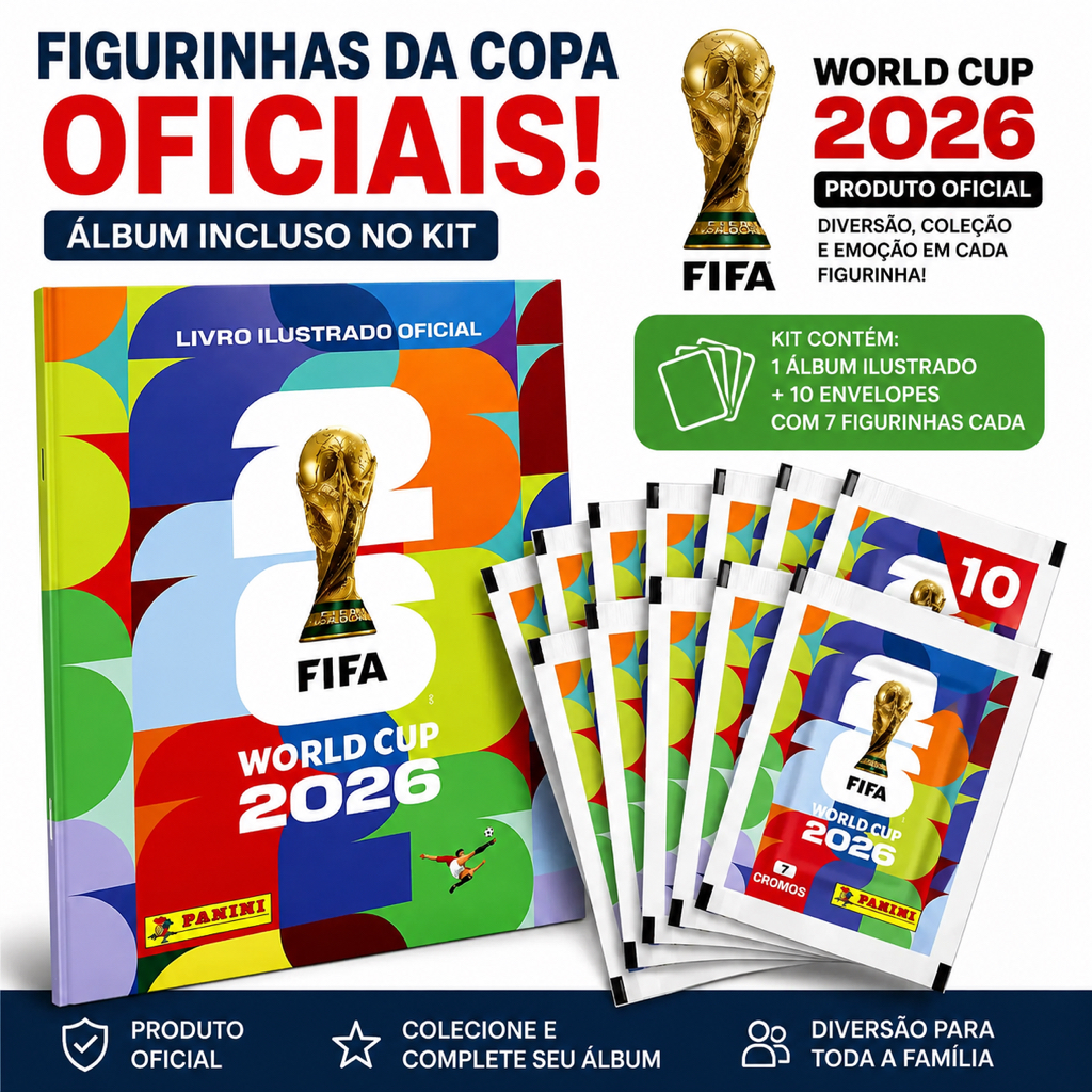 Kit Album da Copa do Mundo 2026 Panini + 10 pacote