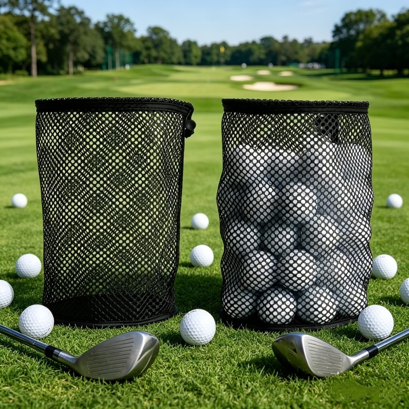 Bolsa De Malha De Golfe Preta Com Cordão , Rede P