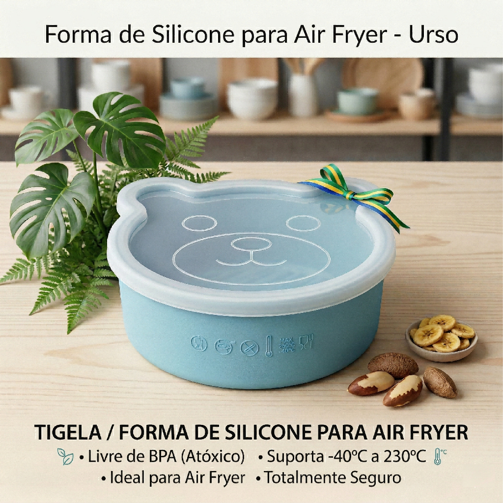 Formas de Silicone com Tampa para Air Fryer e Bolo