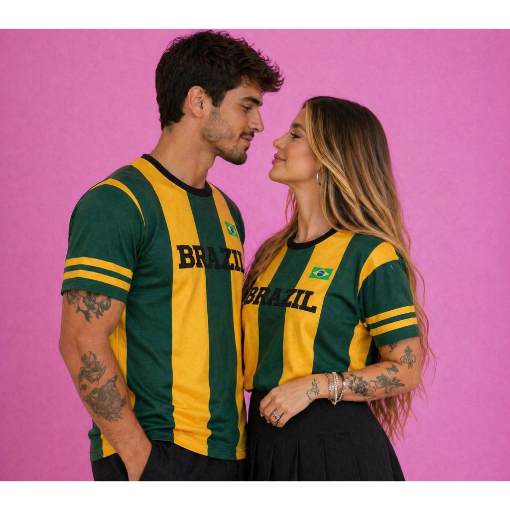 Kit Casal Brasil Camisetas Verde Amarelo Premium |