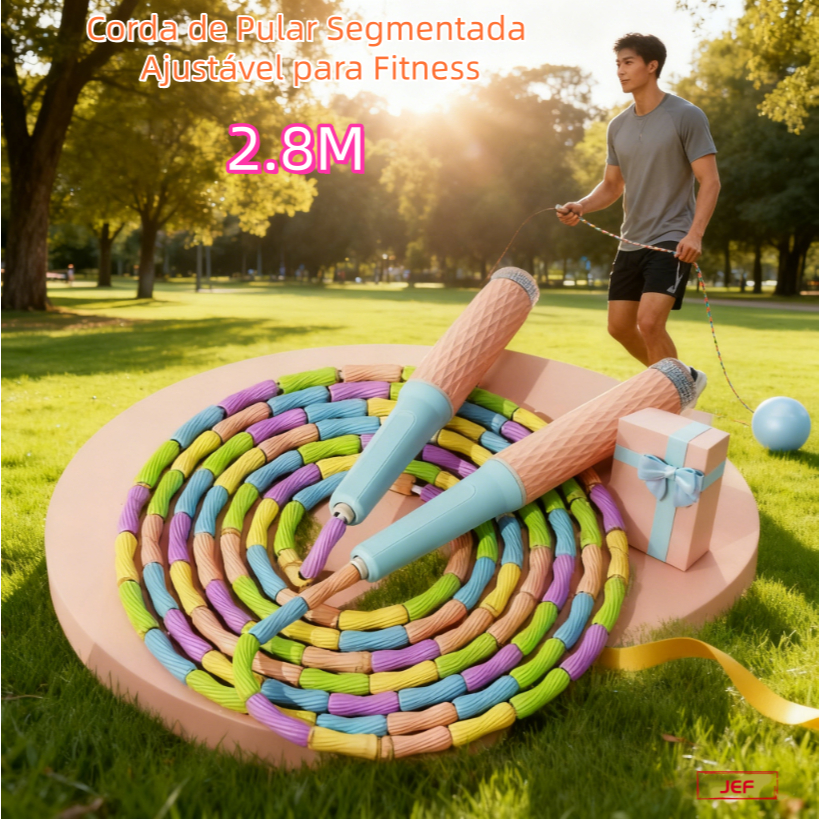 Corda De Salto Ajustável De 2,8m Macia Segmentada