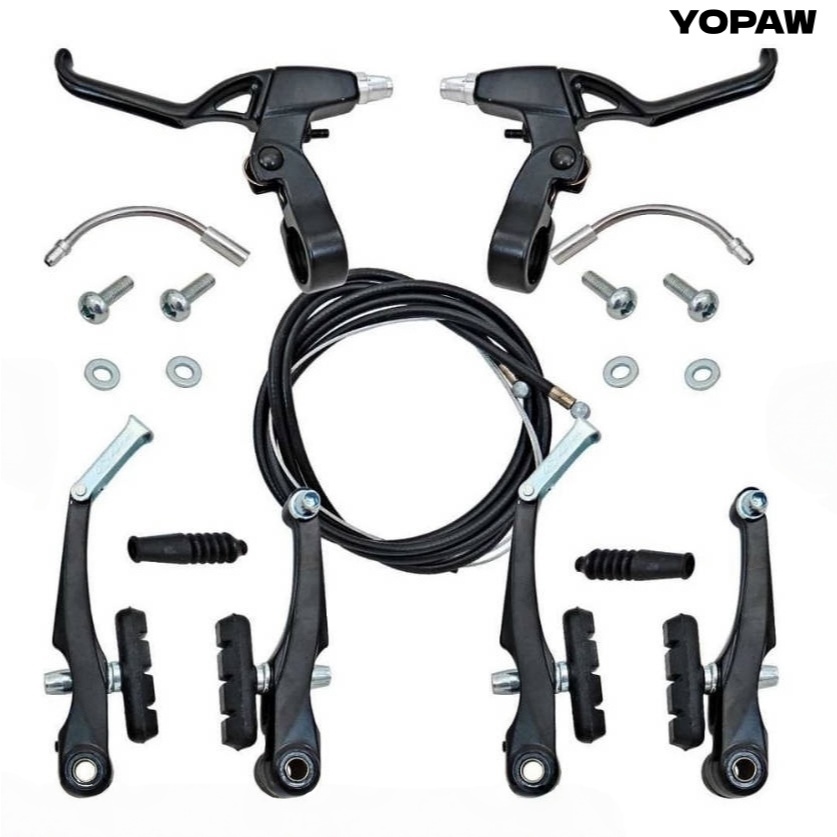 kit freio v-brake de aluminio com manete + cabo e 