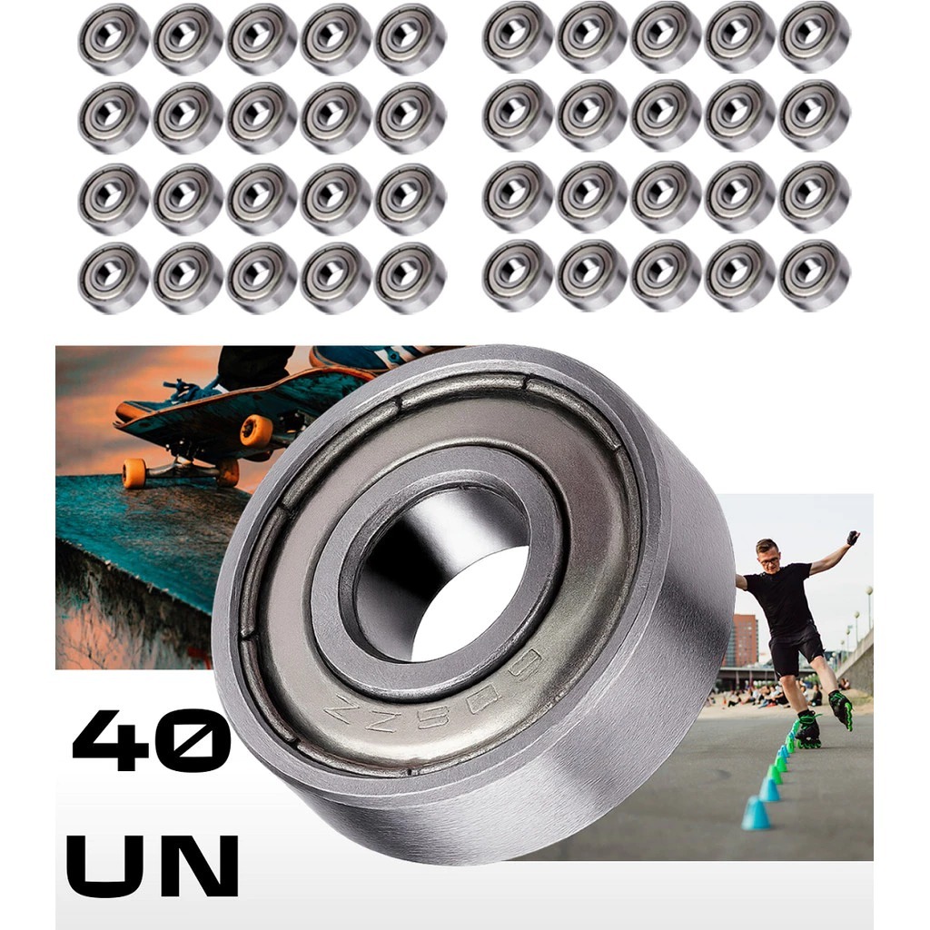 Kit 40 Rolamentos 608 ZZ Patins Patinete LongBoard