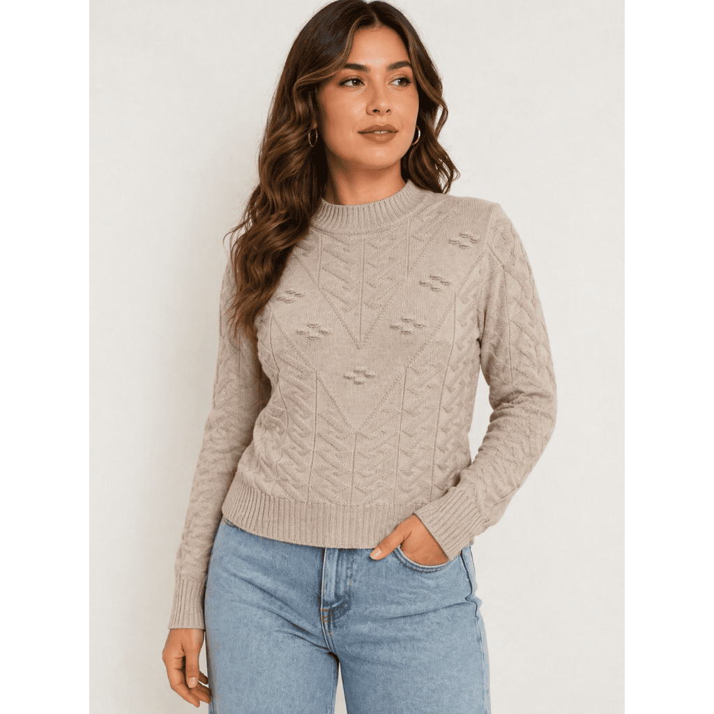 Blusa Cropped Feminina Tricot Modal Manga Longa Te